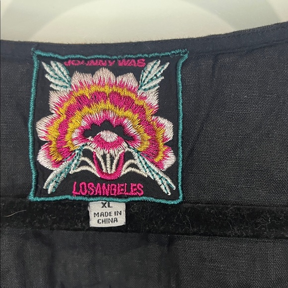 JOHNNY WAS black floral embroidered short sleeve dress - Picture 5 of 7